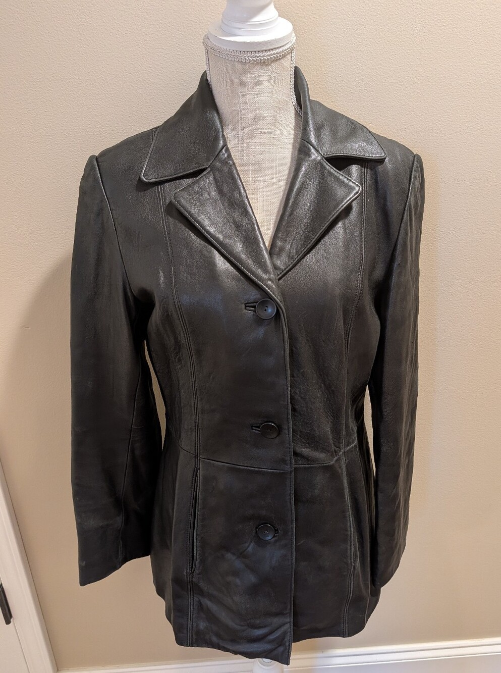🖤 Vintage 90's Nine West Genuine Buttery Soft Leather Button Front Midi Jacket